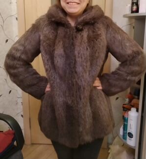 Шуба нутрия с капюшоном