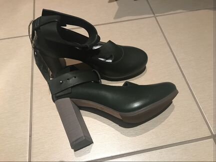 Новые дизайнер туфли темно-зеленые Fausto Santini