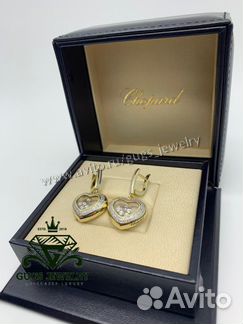 Золотые серьги с бриллиантами chopard
