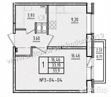 1-к квартира, 33.9 м², 10/11 эт.