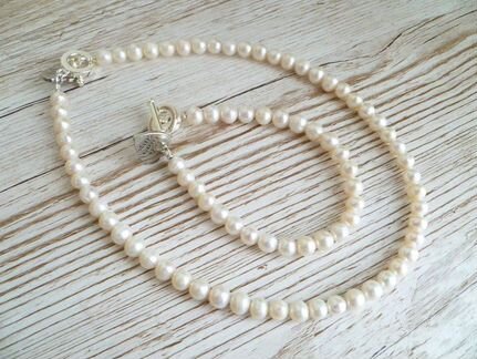 Комплект жемчужное ожерелье и браслет из жемчуга