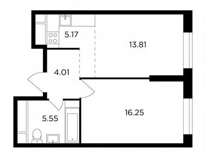 2-к квартира, 44.8 м², 21/30 эт.