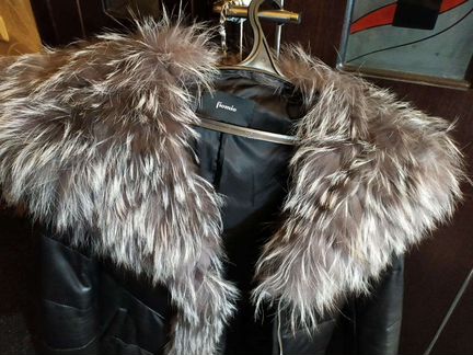 Пуховик кожаный,новый