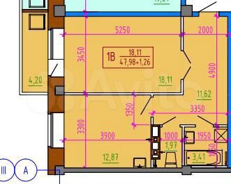 1-room apartment, 49.2 m2, 2/9 et.