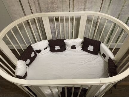 Кроватка трансформер 9в1+матрасы и комплект белья
